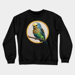 Colorful Budgie Embroidered Patch Crewneck Sweatshirt